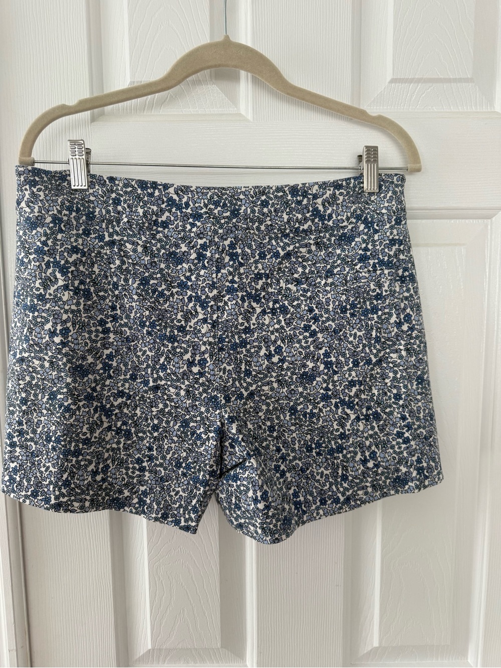 Margaret M Blue and White Floral High-Waist Shorts